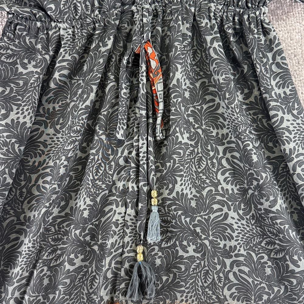 Karma Highway Floral Short Sleeve Kimono Dress Orange Gray Womens OS Boho Hippie - Picture 3 of 10